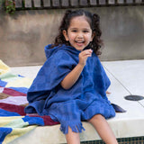 HiLo Cotton Hooded Towel Poncho for Kids 3-7 Years Bambury - Solana Blue