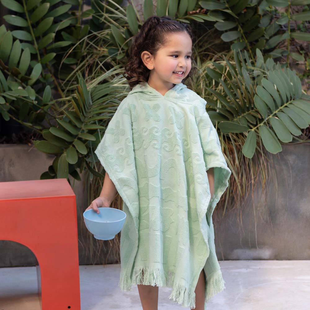 HiLo Cotton Hooded Towel Poncho for Kids 3-7 Years Bambury - Solana Mint
