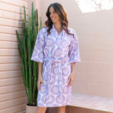 HiLo Cotton Towelling Short Robe S/M Bambury - Daisy Lilac