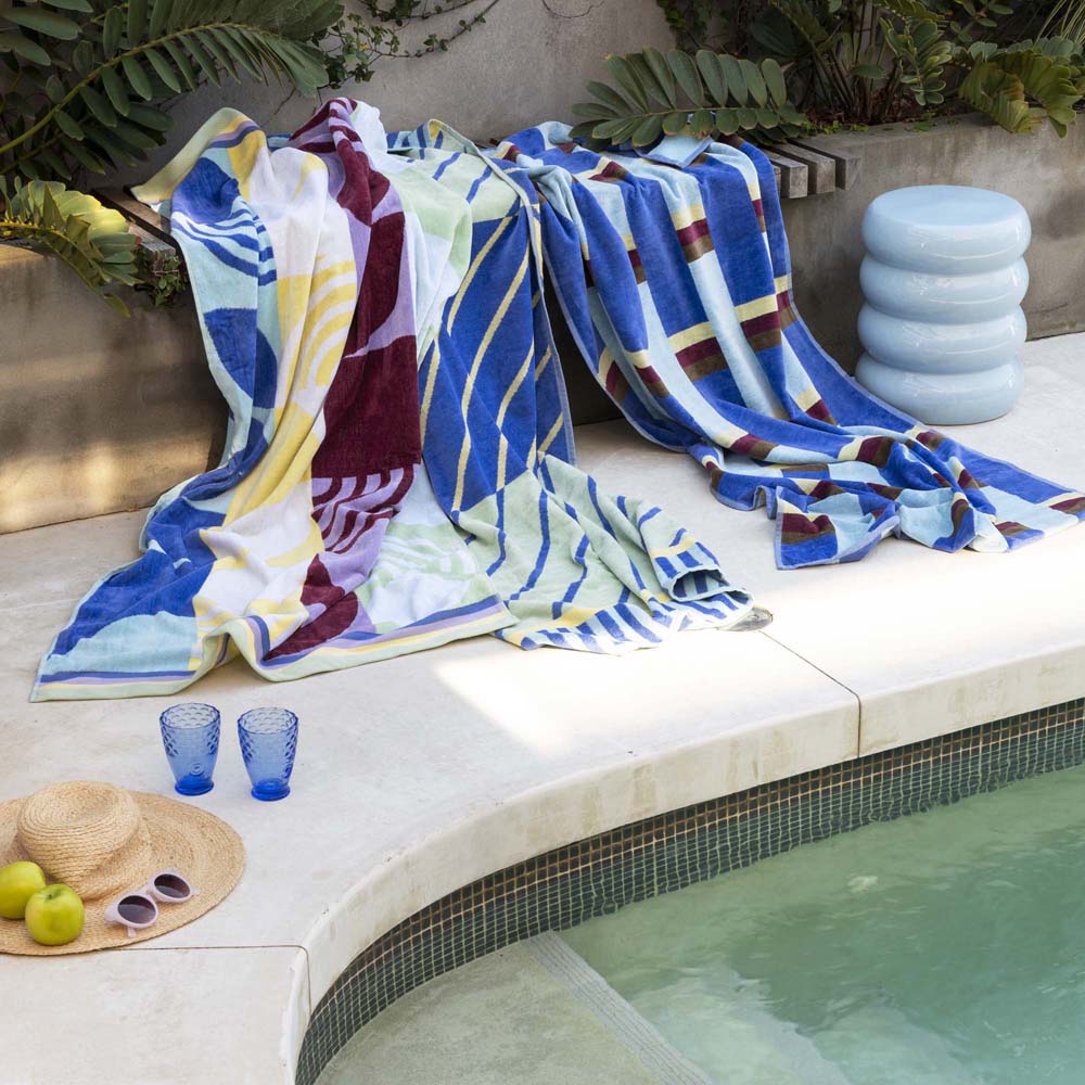 Leno Jacquard Cotton Velour Beach Towel 90 x 170cm Bambury