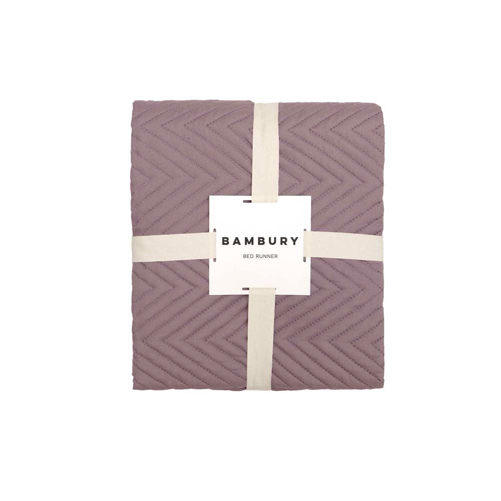 Herringbone Polyester Microfibre Bed Runner 270 x 60cm Bambury - Mauve