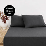 BedT Organica Cotton Tencel Fitted Sheet Set Bambury - King Single Charcoal