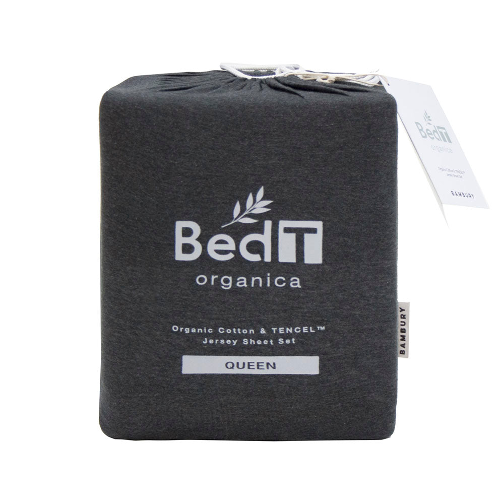 BedT Organica Cotton Tencel Fitted Sheet Set Bambury - King Charcoal