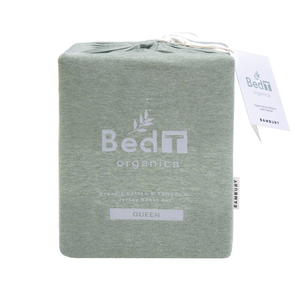 BedT Organica Cotton Tencel Fitted Sheet Set Bambury - Extra Long Single Sage