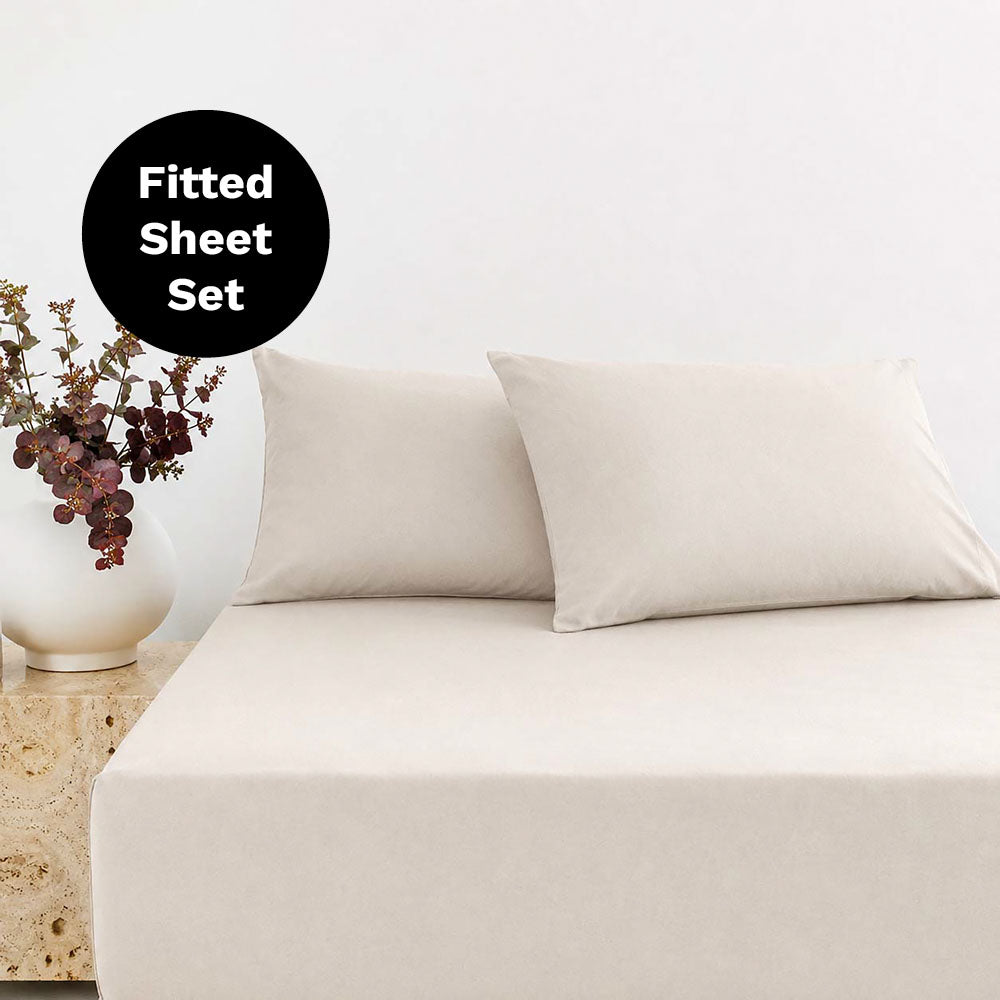 BedT Organica Cotton Tencel Fitted Sheet Set Bambury - Queen Stone