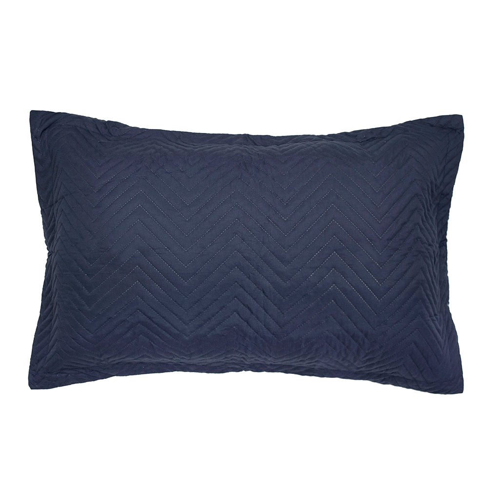 Herringbone Embossed Coverlet Set Navy Single / Double- Bambury