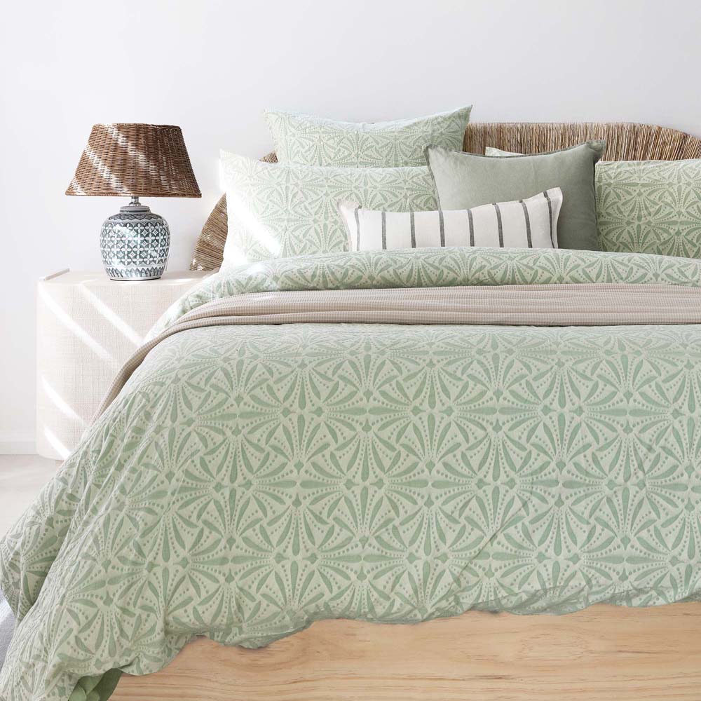 Huxley Stonewashed Cotton Euro Pillowcase 65 x 65cm Bambury - Sage