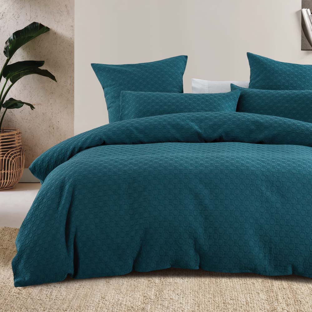 Luna Jacquard Teal European Pillowcase - Bambury