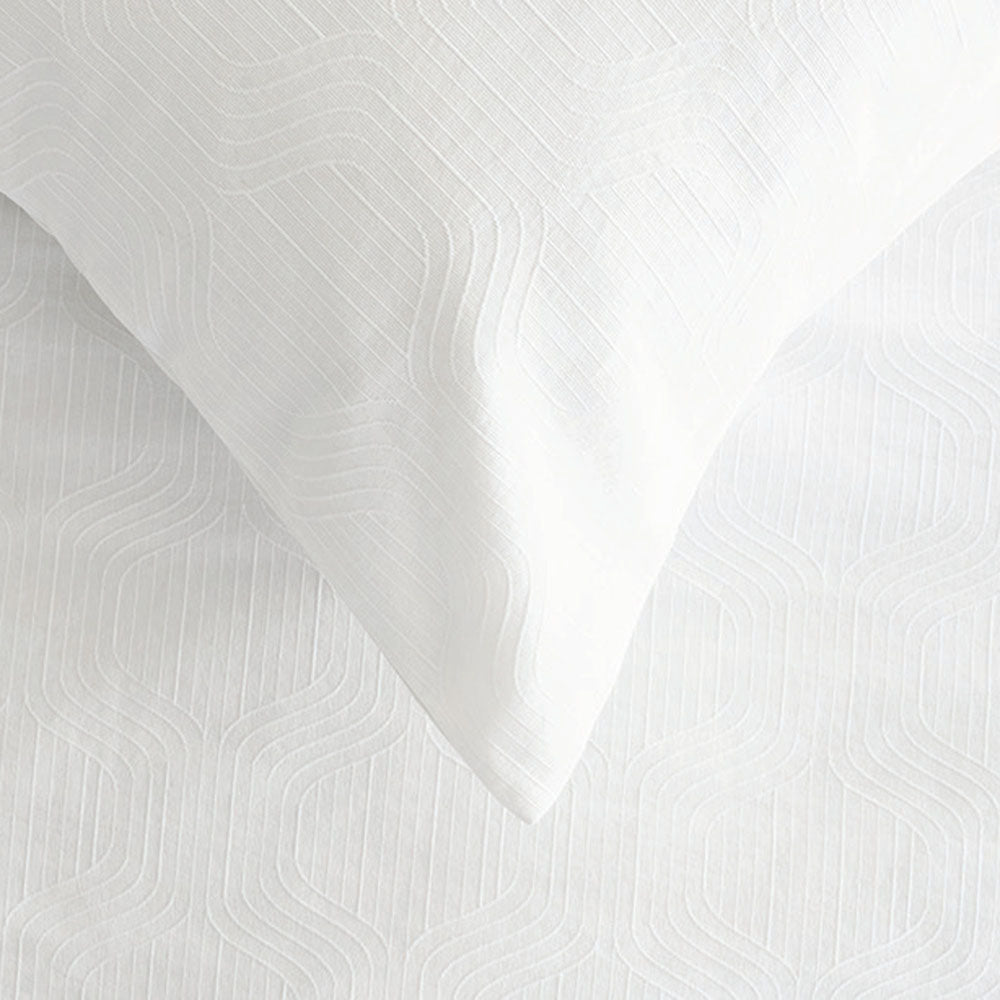 Ogee Jacquard White European Pillowcase - Bambury