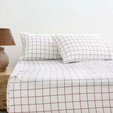 Grid Boysenberry Flannelette Fitted Sheet Set King - Bambury