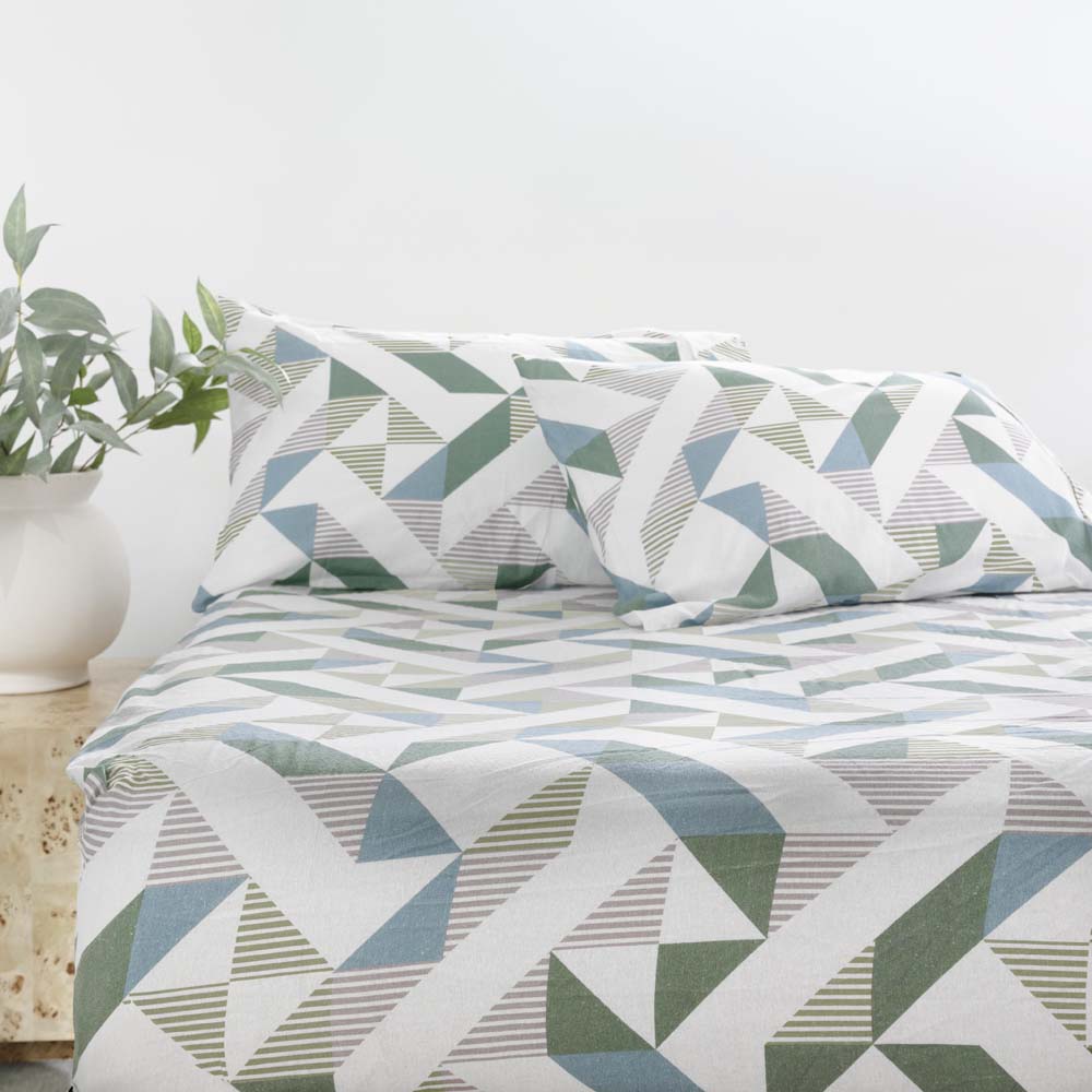 Onslow Flannelette Fitted Sheet Set Queen - Bambury