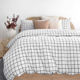 Grid Black Flannelette Duvet / Quilt Cover Set Double - Bambury