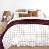 Grid Boysenberry Flannelette Duvet / Quilt Cover Set Super King - Bambury