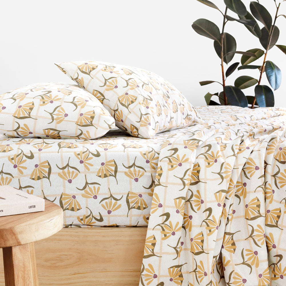 Arlo Flannelette Sheet Set Split King - Bambury