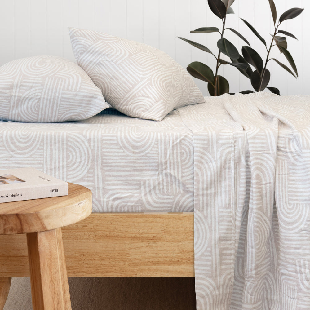 Bowie Flannelette Sheet Set King Single