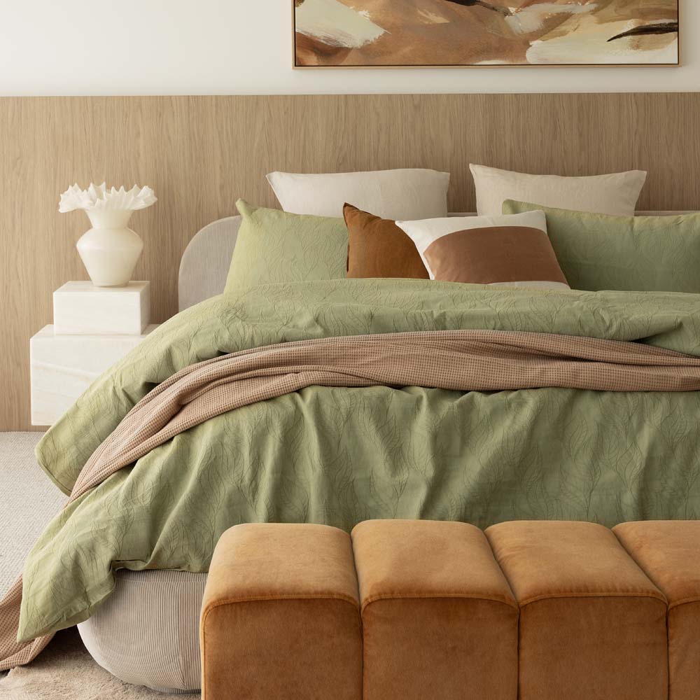 Acacia Jacquard Duvet / Quilt Cover Set Pear Queen - Bambury