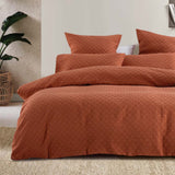 Luna Jacquard Duvet / Quilt Cover Set Rust Queen - Bambury