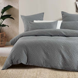 Panama Jacquard Duvet / Quilt Cover Set Steel Queen - Bambury