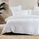 Panama Jacquard Duvet / Quilt Cover Set White King - Bambury