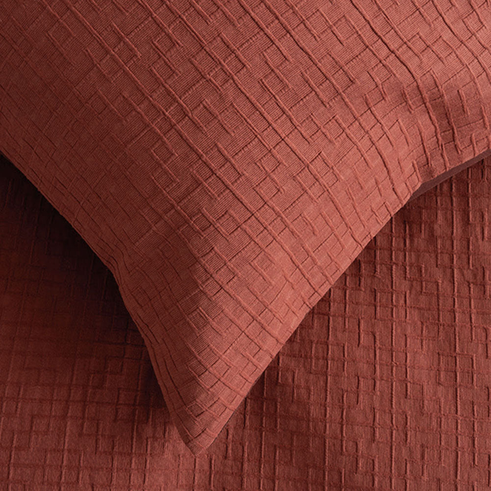 Trellis Jacquard Duvet / Quilt Cover Set Brick King - Bambury