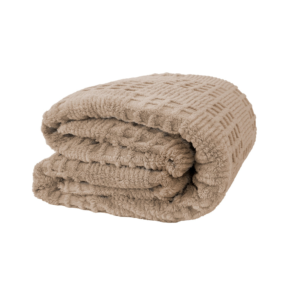 Lattice Sherpa Blanket Latte Double / Queen
