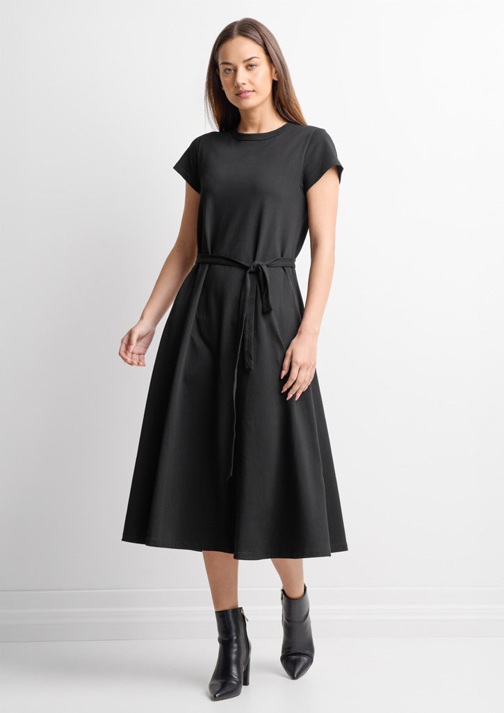 Grace Womens T-Shirt Midi Dress - Black