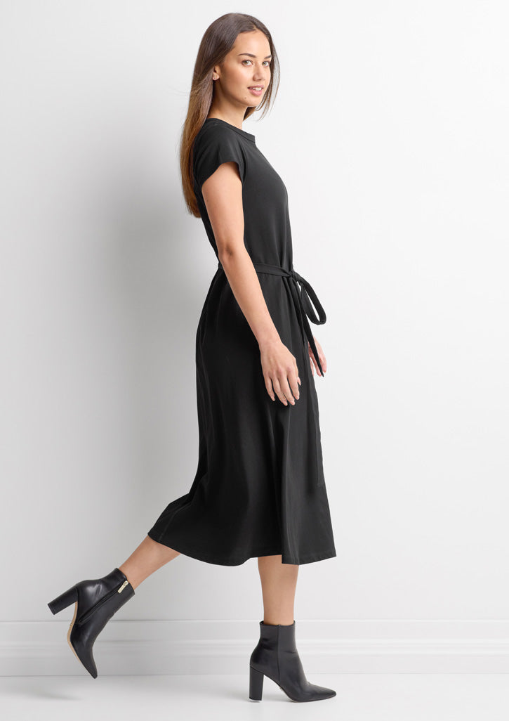 Grace Womens T-Shirt Midi Dress - Black