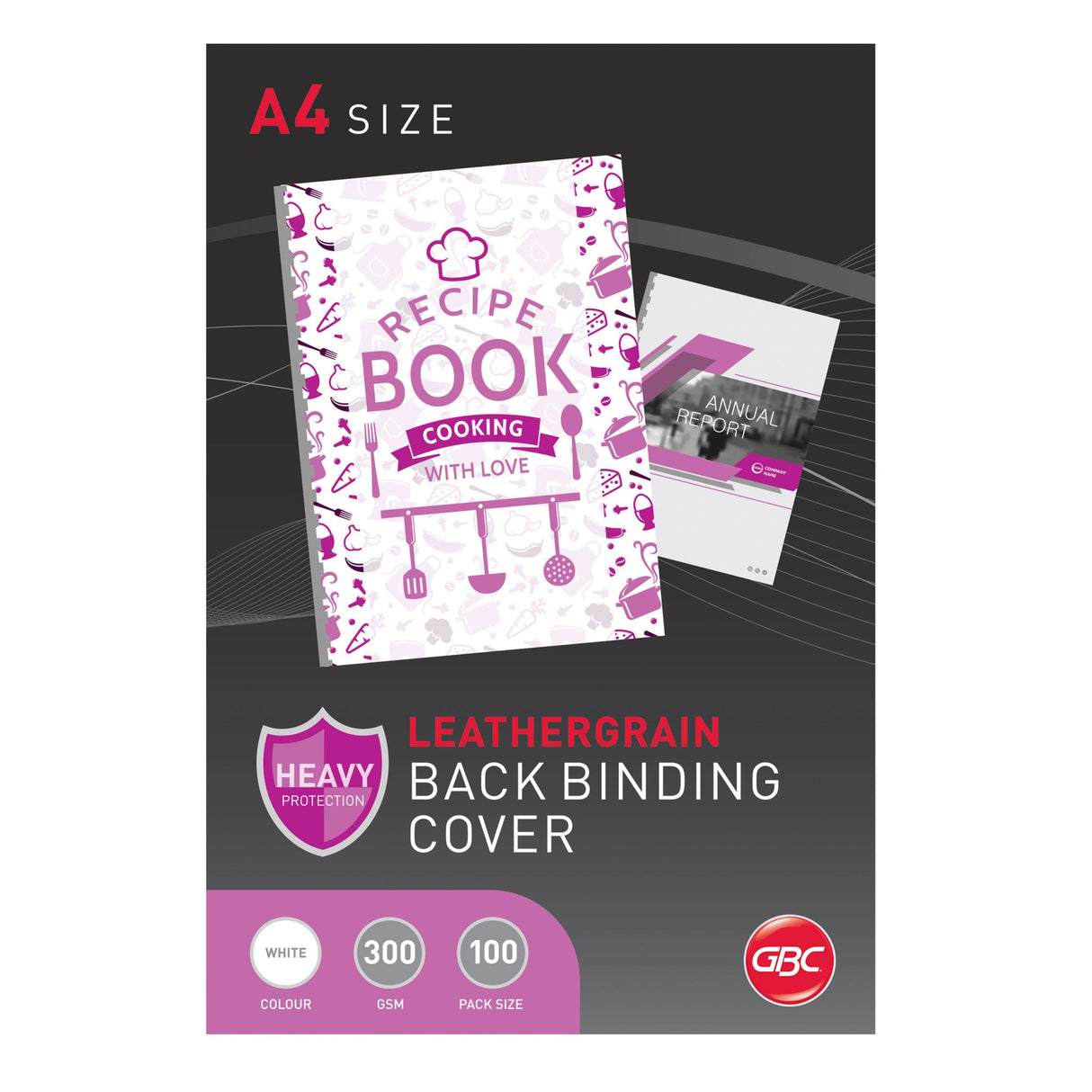 GBC Binding Cover A4 L/Grain White Pk100