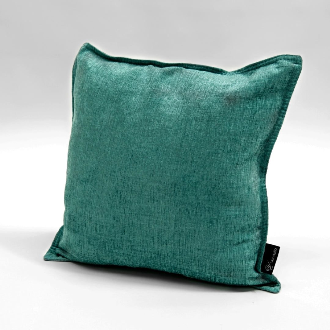 Square cushion cover in premium chenille, featuring a double-sided design and zip enclosure for elegant home decor.