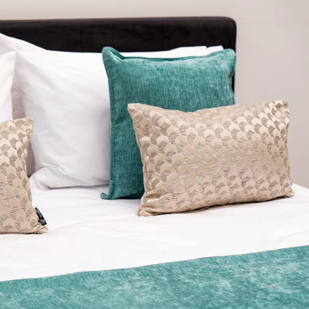 DreamTicket Oxford Moana square cushion cover in premium chenille, double-sided with zip, perfect for elegant home decor.