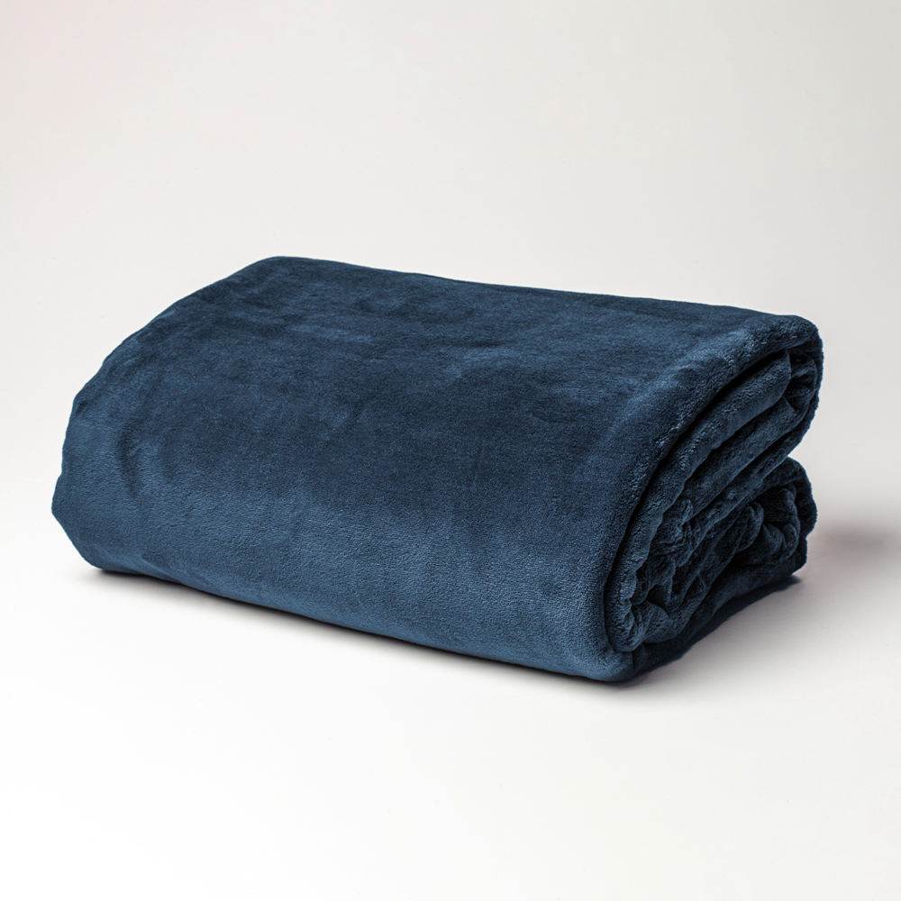 DreamTicket Coral Fleece Blanket Navy - Queen/King/SuperKing