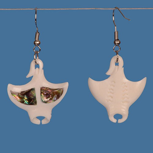 Earrings - Bone Manta Ray
