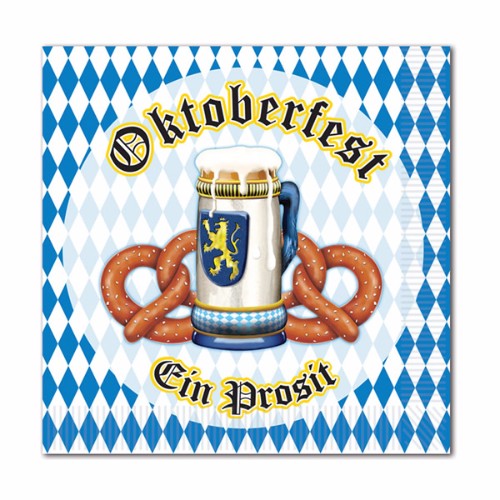 Vibrant Oktoberfest Beverage Napkins in a pack of 16, featuring traditional designs, perfect for festive gatherings.