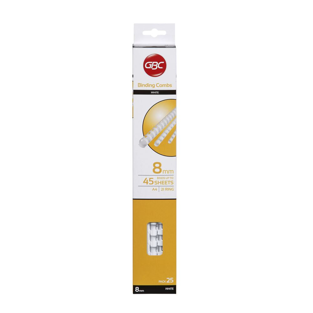 GBC Binding Comb 8mm White Pk25