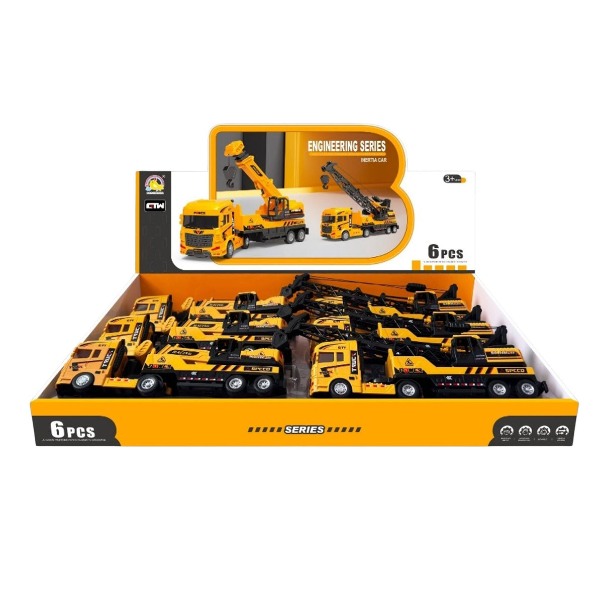 Friction Construction Truck Toy Display 6pc