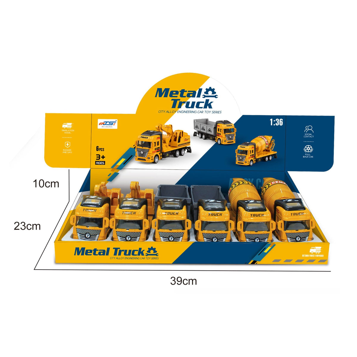 Road Construction Truck Toy Display 6pc
