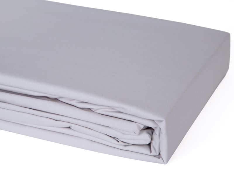 Elegant silver double sheet set featuring durable, breathable 250TC polycotton, includes flat & fitted sheets plus two pillowcases.