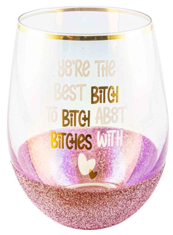 Best Bitch Glitterati Stemless 600ml