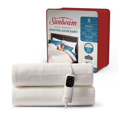 ANTIBACTERIAL ELECTRIC BLANKET - Sunbeam SLEEP PERFECT SINGLE (90cm x 187cm)