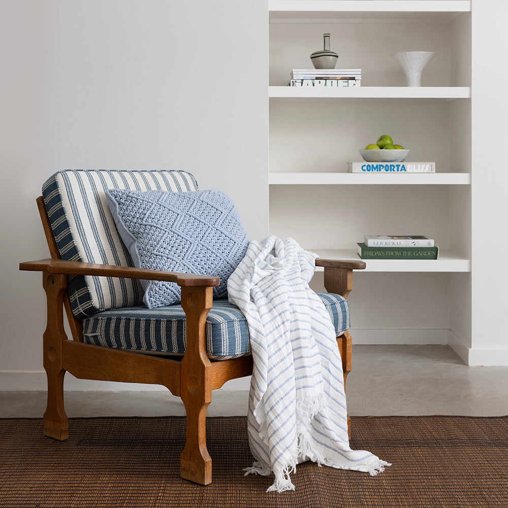 Anka Square Cushion Blue- Bambury