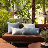 Linen Feather-Filled Rectangle Cushion 30 x 60cm Bambury - Blue