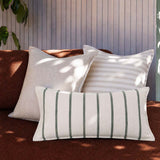 Linen Feather-Filled Rectangle Cushion 30 x 60cm Bambury - Moss Stripe