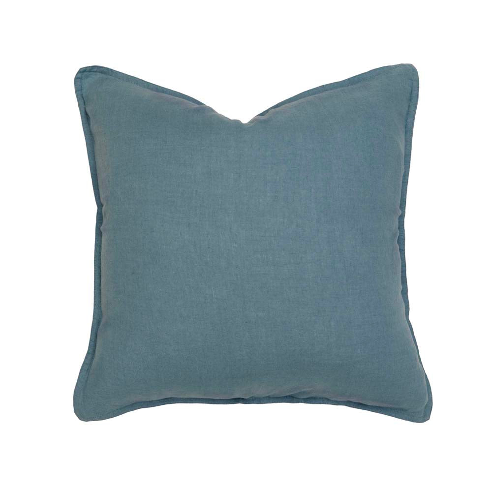Linen Feather-Filled Square Cushion 50 x 50cm Bambury - Blue