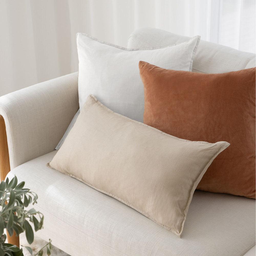 Linen Square Cushion White - BAMBURY