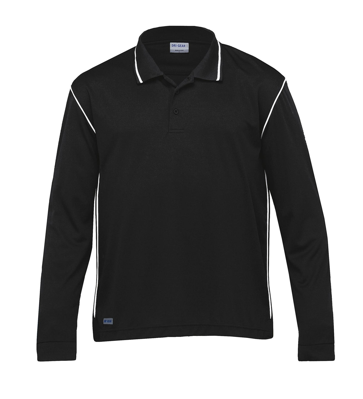 Dri Gear Long Sleeve Hype Polo  - black/white - 3XL