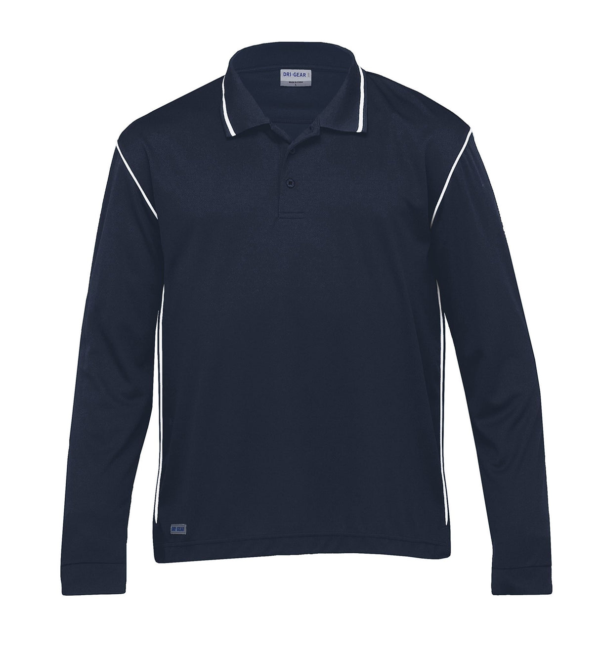 Dri Gear Long Sleeve Hype Polo  - navy/white - S