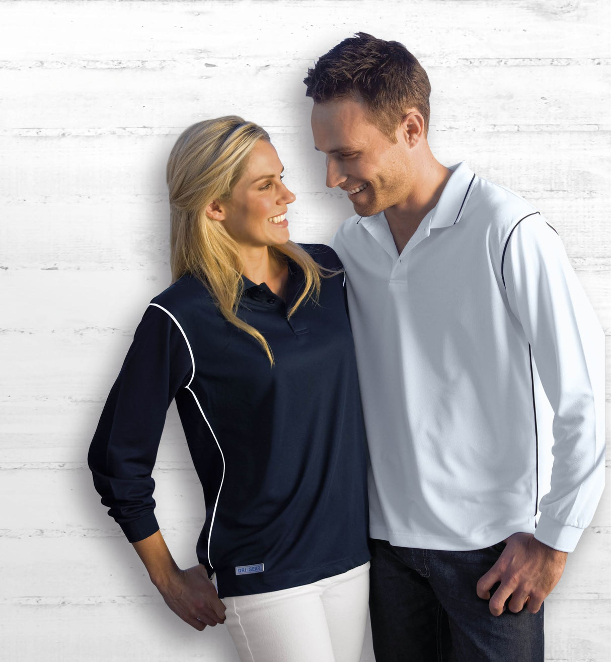 Dri Gear Long Sleeve Hype Polo  - black/white - XXL