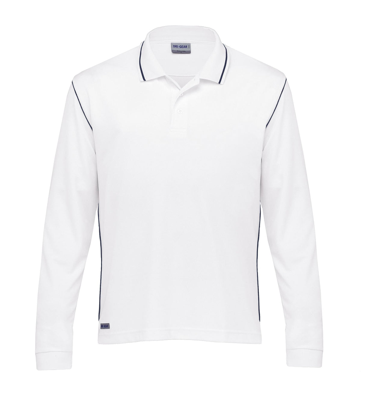 Dri Gear Long Sleeve Hype Polo  - white/navy - XS