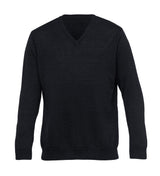 Merino Detailed Vee Pullover - Mens  - black - XL