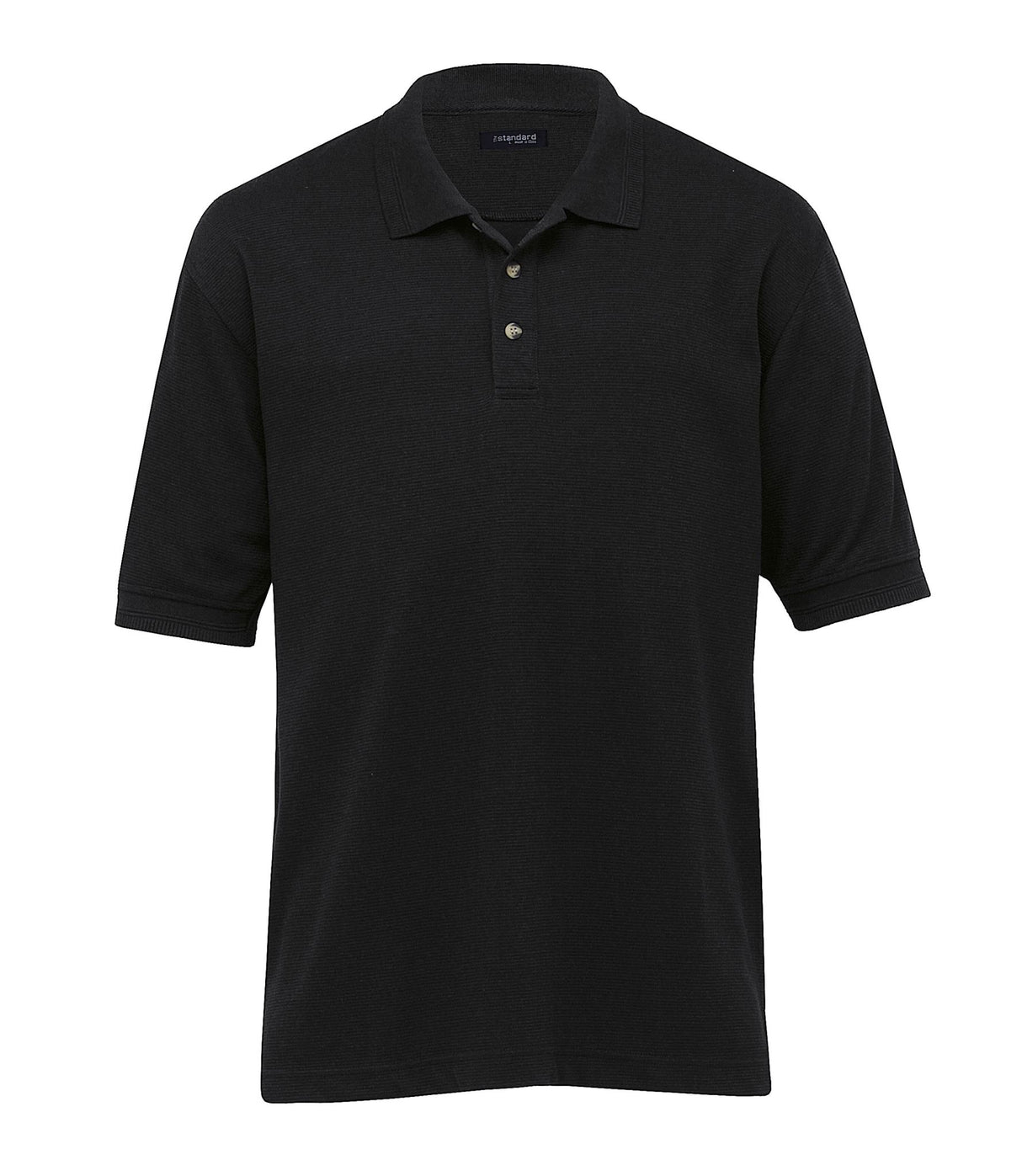 Jacquard Ottoman Balmoral Polo - Mens  - black - XXL